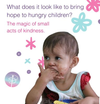 A small child eating