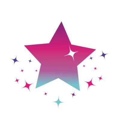 gradient star icon with sparkles branded with Wickedly Branded