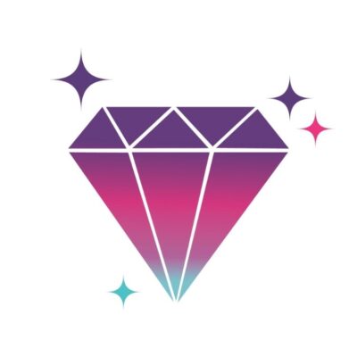 gradient diamond icon with sparkles branded with Wickedly Branded
